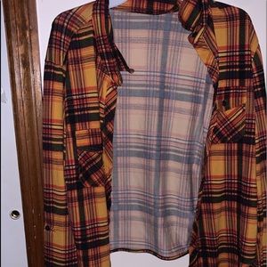 Flannel yellow and brown tye at bottom